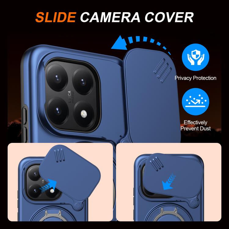 For Xiaomi 15T 5G Camera Sliding Shield Magnetic Rotation Holder Phone Case