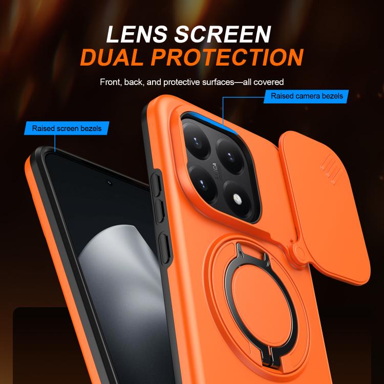 For Xiaomi 15T 5G Camera Sliding Shield Magnetic Rotation Holder Phone Case