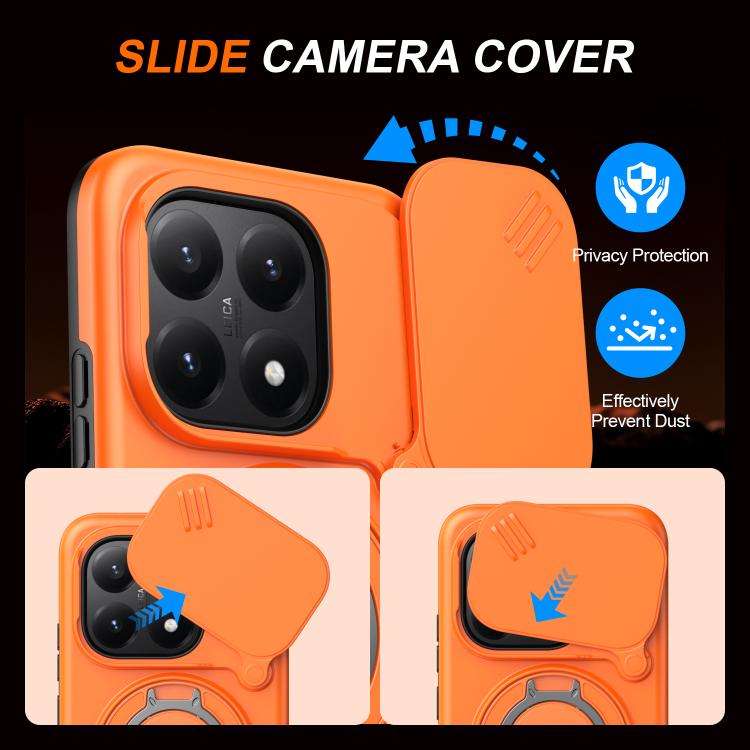 For Xiaomi 15T 5G Camera Sliding Shield Magnetic Rotation Holder Phone Case