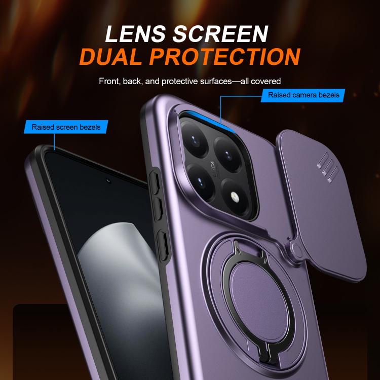 For Xiaomi 15T 5G Camera Sliding Shield Magnetic Rotation Holder Phone Case