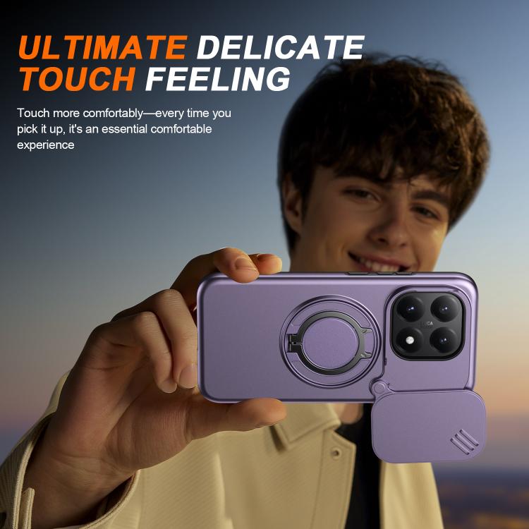 For Xiaomi 15T 5G Camera Sliding Shield Magnetic Rotation Holder Phone Case