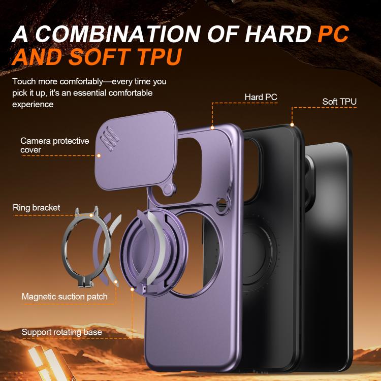 For Xiaomi 15T 5G Camera Sliding Shield Magnetic Rotation Holder Phone Case