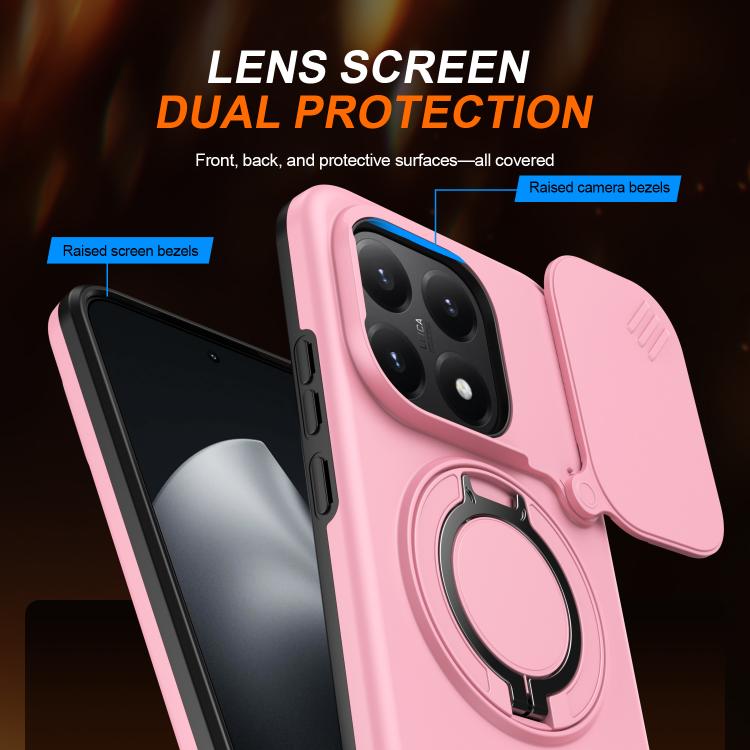 For Xiaomi 15T 5G Camera Sliding Shield Magnetic Rotation Holder Phone Case