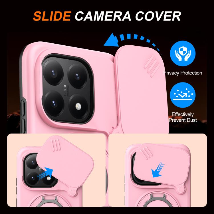 For Xiaomi 15T 5G Camera Sliding Shield Magnetic Rotation Holder Phone Case