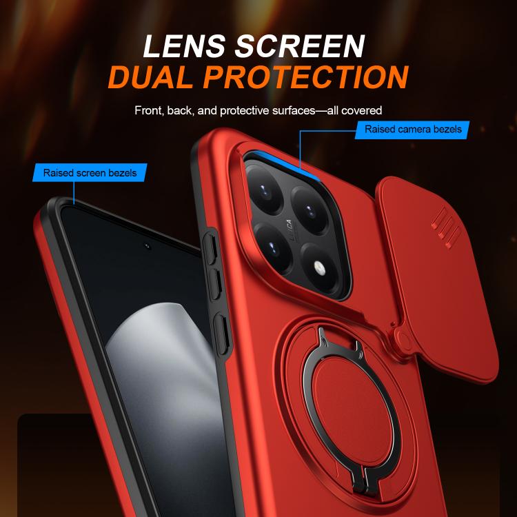 For Xiaomi 15T 5G Camera Sliding Shield Magnetic Rotation Holder Phone Case
