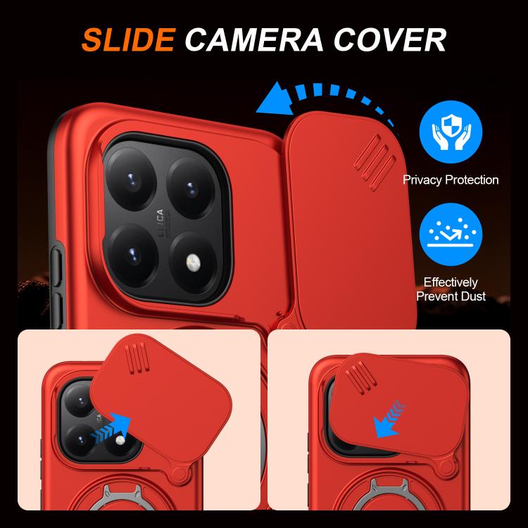 For Xiaomi 15T 5G Camera Sliding Shield Magnetic Rotation Holder Phone Case