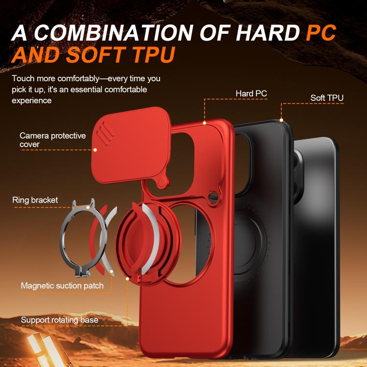 For Xiaomi 15T 5G Camera Sliding Shield Magnetic Rotation Holder Phone Case