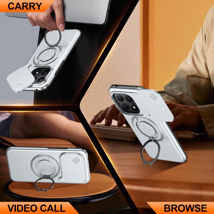 For Xiaomi 15T 5G Camera Sliding Shield Magnetic Rotation Holder Phone Case