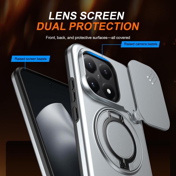 For Xiaomi 15T 5G Camera Sliding Shield Magnetic Rotation Holder Phone Case