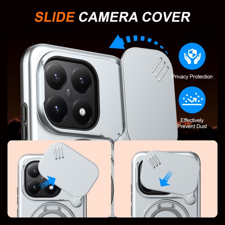 For Xiaomi 15T 5G Camera Sliding Shield Magnetic Rotation Holder Phone Case