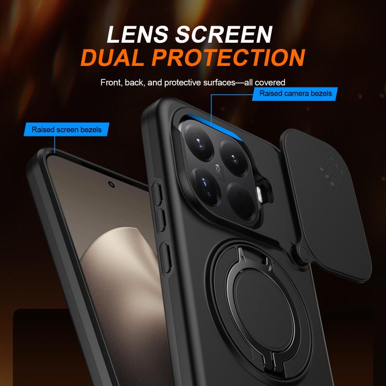 For Xiaomi 15T Pro 5G Camera Sliding Shield Magnetic Rotation Holder Phone Case