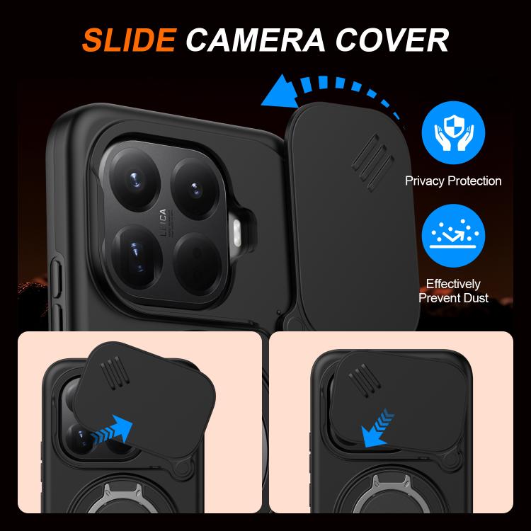 For Xiaomi 15T Pro 5G Camera Sliding Shield Magnetic Rotation Holder Phone Case
