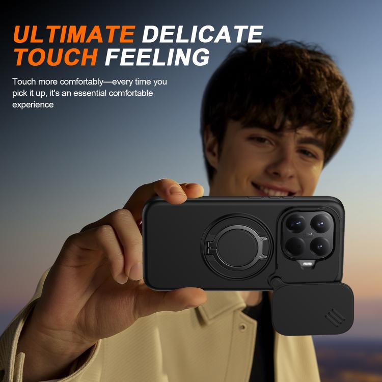 For Xiaomi 15T Pro 5G Camera Sliding Shield Magnetic Rotation Holder Phone Case