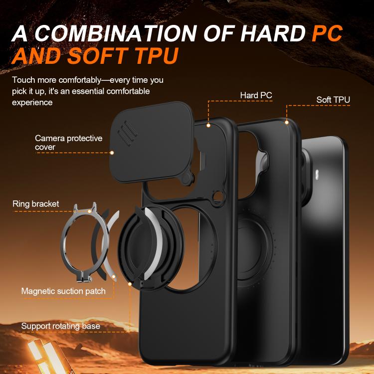 For Xiaomi 15T Pro 5G Camera Sliding Shield Magnetic Rotation Holder Phone Case