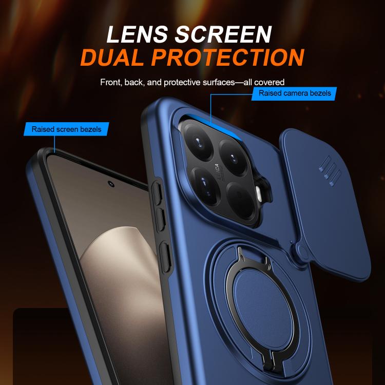 For Xiaomi 15T Pro 5G Camera Sliding Shield Magnetic Rotation Holder Phone Case
