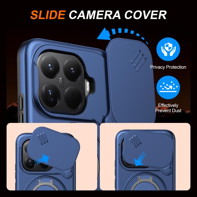 For Xiaomi 15T Pro 5G Camera Sliding Shield Magnetic Rotation Holder Phone Case