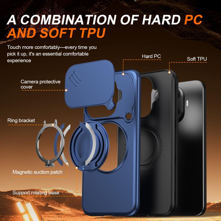 For Xiaomi 15T Pro 5G Camera Sliding Shield Magnetic Rotation Holder Phone Case