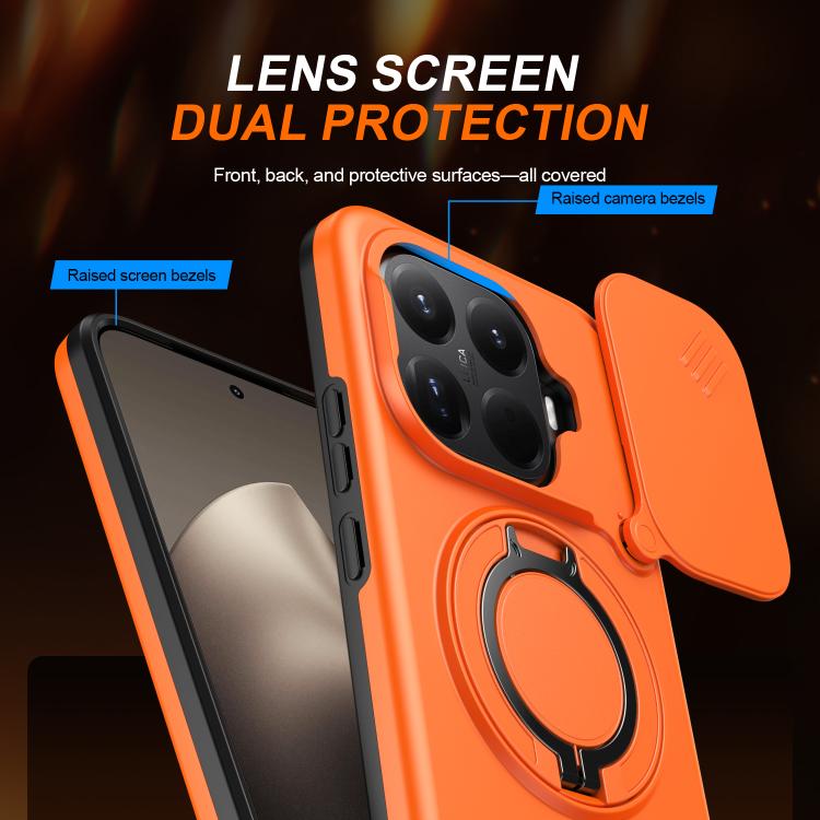 For Xiaomi 15T Pro 5G Camera Sliding Shield Magnetic Rotation Holder Phone Case