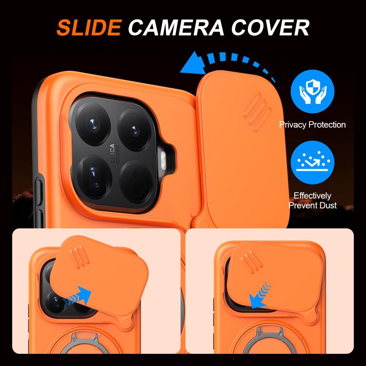 For Xiaomi 15T Pro 5G Camera Sliding Shield Magnetic Rotation Holder Phone Case