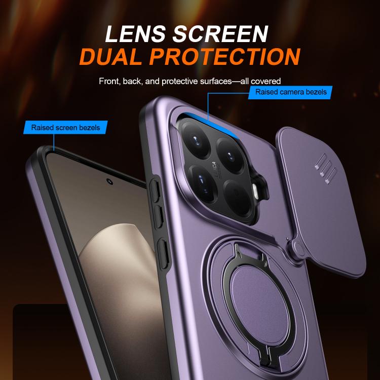 For Xiaomi 15T Pro 5G Camera Sliding Shield Magnetic Rotation Holder Phone Case