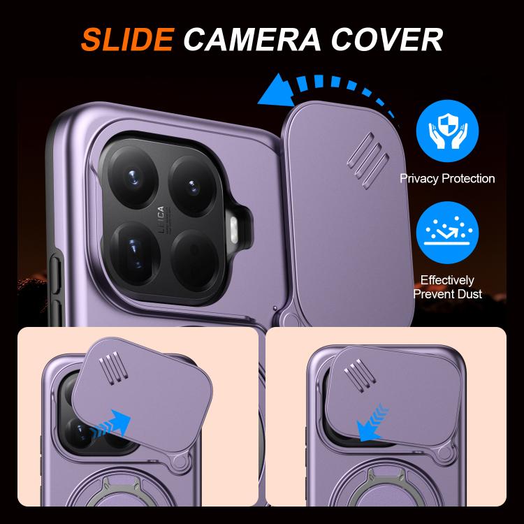 For Xiaomi 15T Pro 5G Camera Sliding Shield Magnetic Rotation Holder Phone Case
