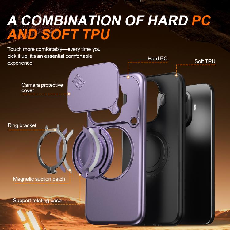 For Xiaomi 15T Pro 5G Camera Sliding Shield Magnetic Rotation Holder Phone Case