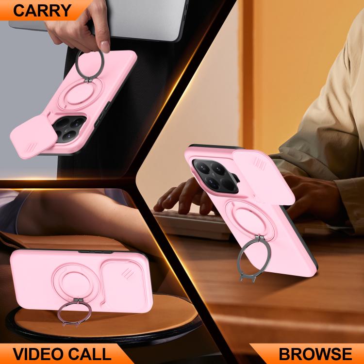 For Xiaomi 15T Pro 5G Camera Sliding Shield Magnetic Rotation Holder Phone Case
