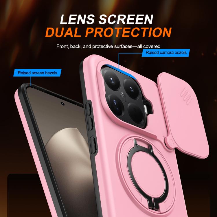 For Xiaomi 15T Pro 5G Camera Sliding Shield Magnetic Rotation Holder Phone Case