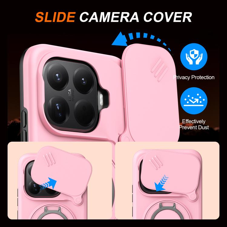 For Xiaomi 15T Pro 5G Camera Sliding Shield Magnetic Rotation Holder Phone Case