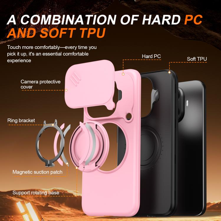 For Xiaomi 15T Pro 5G Camera Sliding Shield Magnetic Rotation Holder Phone Case