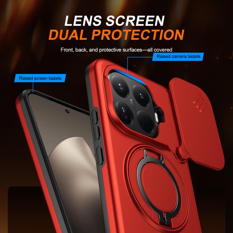 For Xiaomi 15T Pro 5G Camera Sliding Shield Magnetic Rotation Holder Phone Case