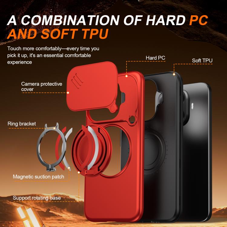 For Xiaomi 15T Pro 5G Camera Sliding Shield Magnetic Rotation Holder Phone Case