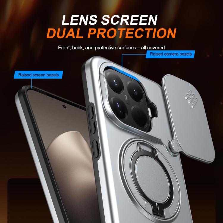 For Xiaomi 15T Pro 5G Camera Sliding Shield Magnetic Rotation Holder Phone Case