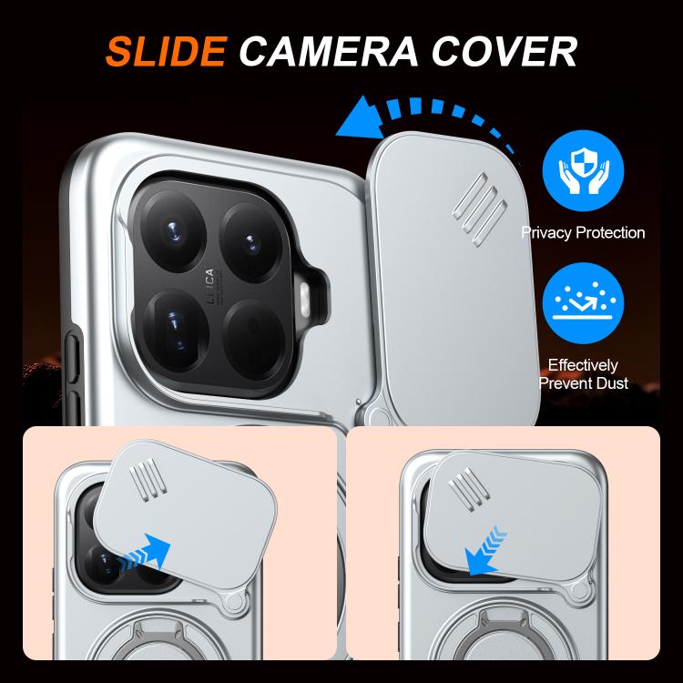 For Xiaomi 15T Pro 5G Camera Sliding Shield Magnetic Rotation Holder Phone Case