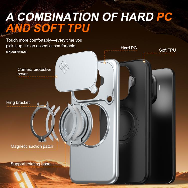 For Xiaomi 15T Pro 5G Camera Sliding Shield Magnetic Rotation Holder Phone Case