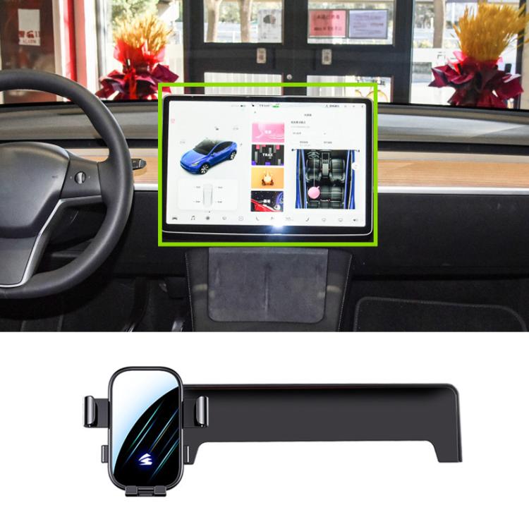 For Tesla Model 3 19-22 / Model Y 21-24 15 inch Car Screen Phone Holder Mount with Extension Arm - Black