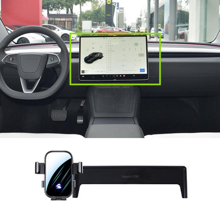 For Tesla Model 3 / Model Y 23-25 15.4 inch Car Screen Phone Holder Mount with Extension Arm - Black