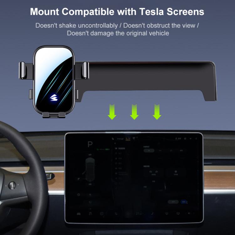 For Tesla Model X / Model S 23-24 17 inch Car Screen Phone Holder Mount with Extension Arm - Black