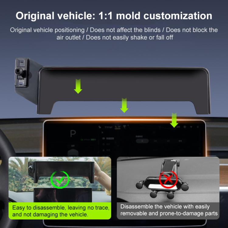 For Tesla Model 3 / Model Y 23-25 15.4 inch Car Screen Phone Holder Mount with Extension Arm - Black