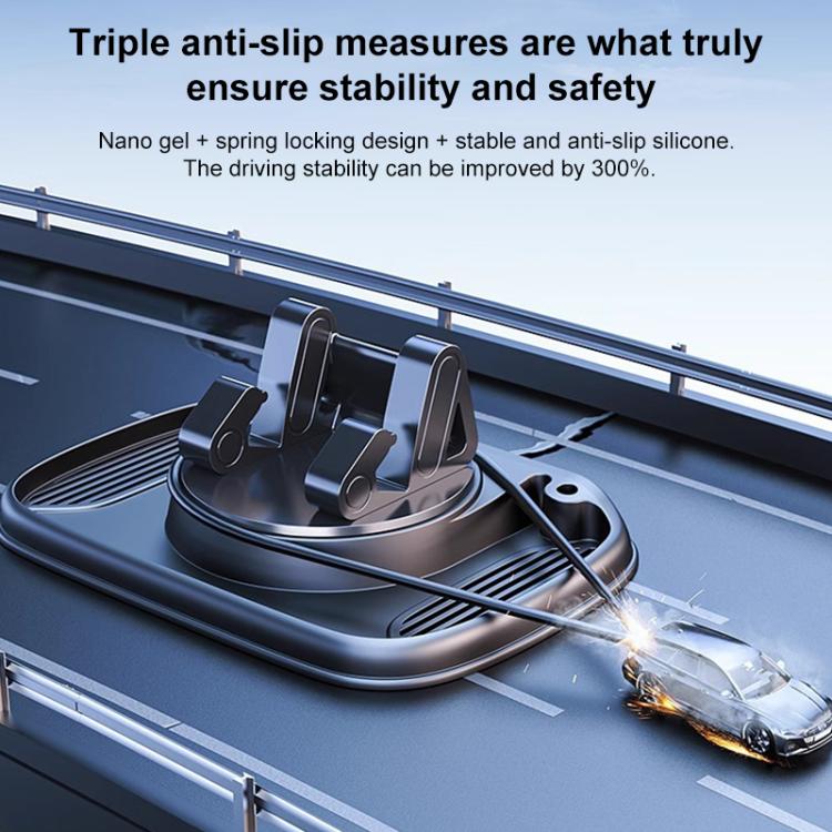 Car 3 in 1 Anti-Slip Storage Rotating Parking Number Plate Dashboard Phone Holder - Black