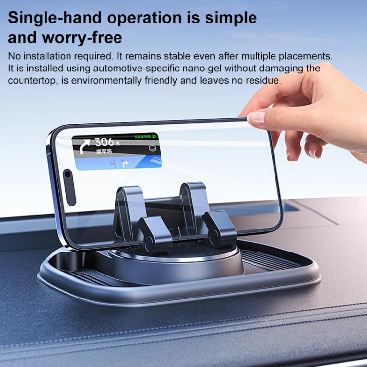 Car 3 in 1 Anti-Slip Storage Rotating Parking Number Plate Dashboard Phone Holder - Black