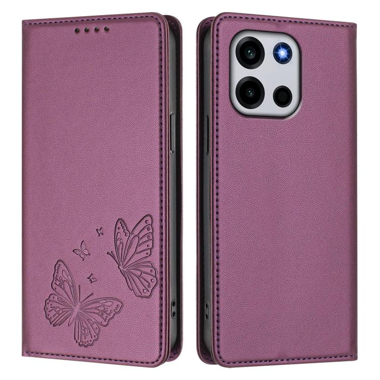For OnePlus Turbo 6 / OnePlus Turbo 6V Strong Magnetic Dual Butterfly RFID Vegan Leather Phone Case