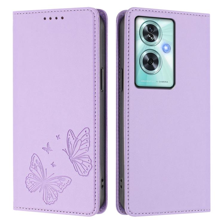 For OnePlus Nord N30 SE Strong Magnetic Dual Butterfly RFID Vegan Leather Phone Case