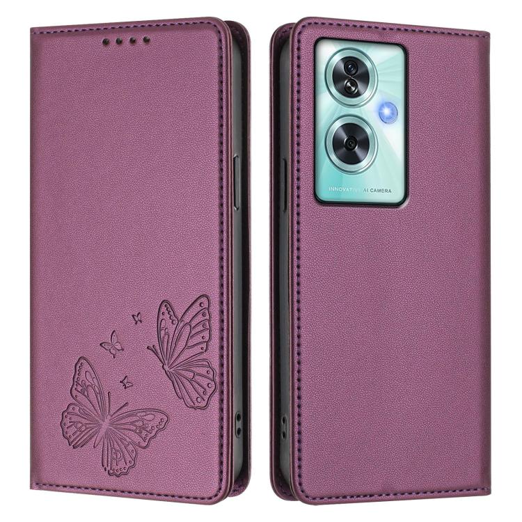 For OnePlus Nord N30 SE Strong Magnetic Dual Butterfly RFID Vegan Leather Phone Case