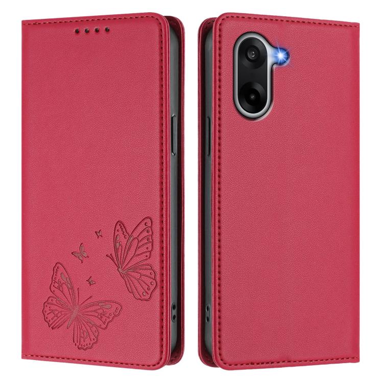 For OnePlus Nord CE5 / Ace 5 Racing Strong Magnetic Dual Butterfly RFID Vegan Leather Phone Case