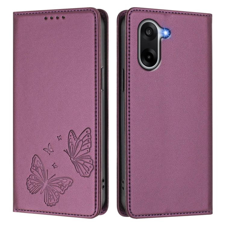 For OnePlus Nord CE5 / Ace 5 Racing Strong Magnetic Dual Butterfly RFID Vegan Leather Phone Case