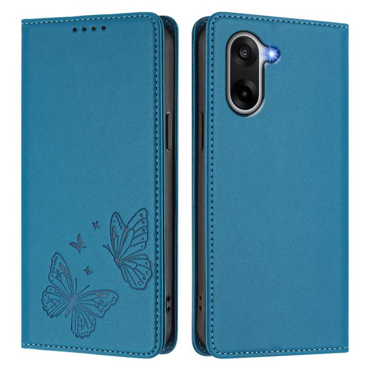 For OnePlus Nord CE5 / Ace 5 Racing Strong Magnetic Dual Butterfly RFID Vegan Leather Phone Case