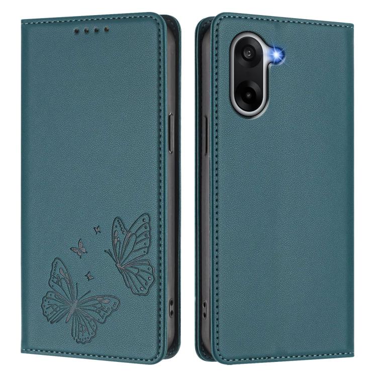 For OnePlus Nord CE5 / Ace 5 Racing Strong Magnetic Dual Butterfly RFID Vegan Leather Phone Case