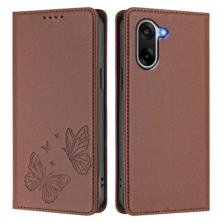 For OnePlus Nord CE5 / Ace 5 Racing Strong Magnetic Dual Butterfly RFID Vegan Leather Phone Case
