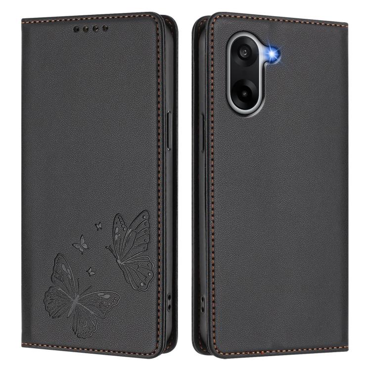 For OnePlus Nord CE5 / Ace 5 Racing Strong Magnetic Dual Butterfly RFID Vegan Leather Phone Case